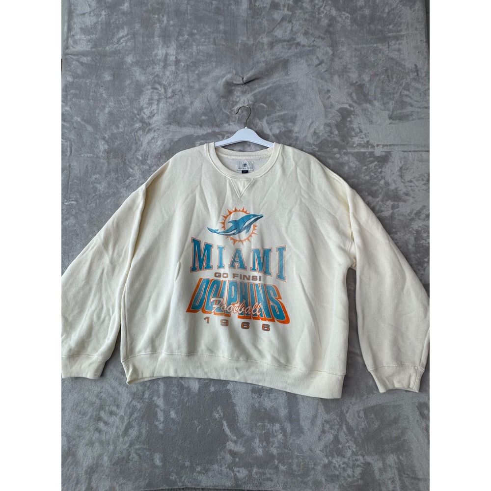 American Eagle NFL Miami Dolphins Cream Graphic Crewneck Sweatshirt XL 1743
